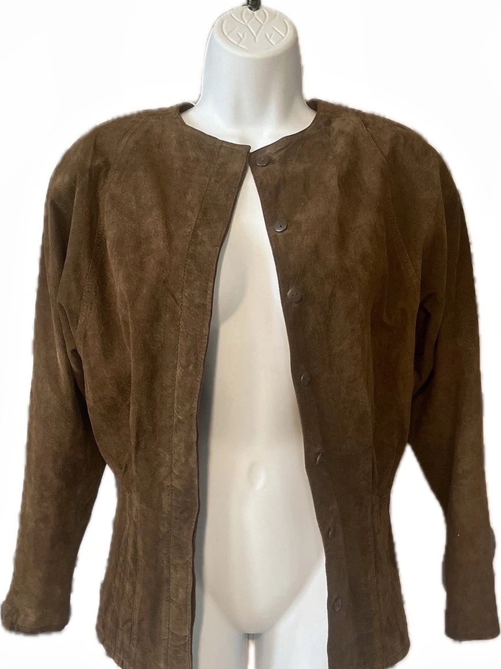 Vintage pia rucci Suede Leather Equestrian Style Peplum Jacket Brown Size 10